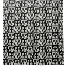 Schwarz-Weiß-Katzen-Duschvorhang