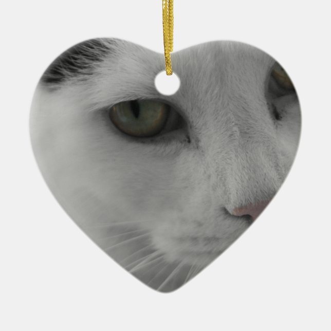 Schwarz-Weiß-Katzen im Gesicht Keramik Ornament (Vorne)