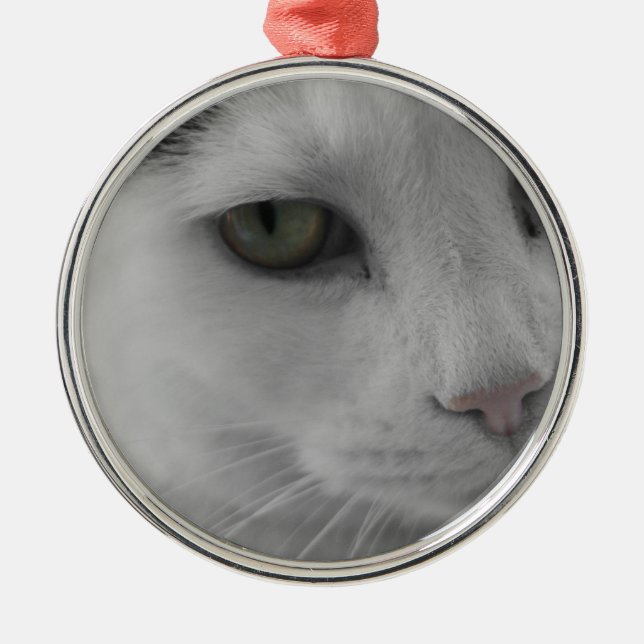 Schwarz-Weiß-Katzen im Gesicht Ornament Aus Metall (Vorne)
