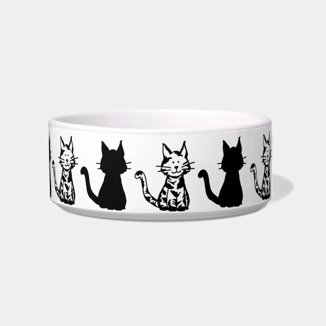 Schwarz-Weiß-Katzen Muster Klein Napf (Rechts)