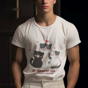 Schwarz-Weiß Katzen sind Therapeuten mit Whiskys T-Shirt