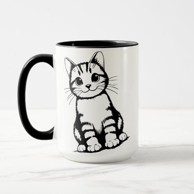 Schwarz-Weiß-Katzenart Tasse (Links)