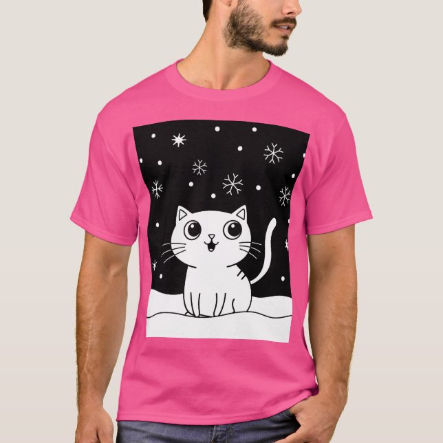 Schwarz-Weiß-Katzenbild T-Shirt (Vorderseite)