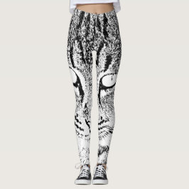Schwarz-Weiß-Katzendesign Leggings