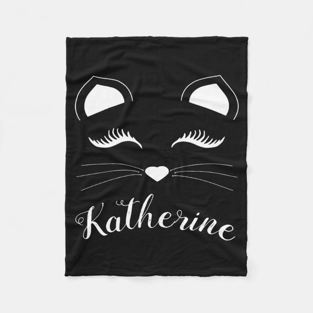 Schwarz-Weiß-Katzengesicht Fleecedecke (Vorderseite)