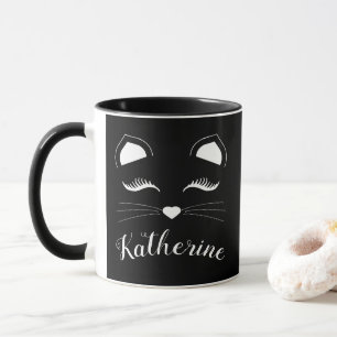 Schwarz-Weiß-Katzengesicht Tasse