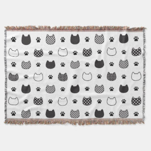 Schwarz-Weiß-Katzengesichtsausdruck Decke