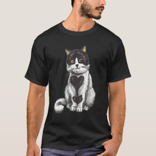 Schwarz Weiß Katzenherzen T-Shirt