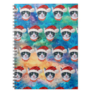 Schwarz-Weiß-Katzenmuster Weihnachtsfeier Notizblock