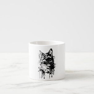 Schwarz-Weiß-Katzenplash Espressotasse