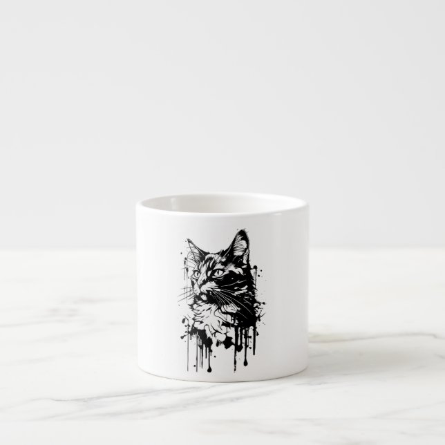 Schwarz-Weiß-Katzenplash Espressotasse (Vorderseite)