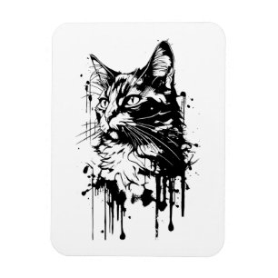 Schwarz-Weiß-Katzenplash Magnet