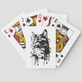 Schwarz-Weiß-Katzenplash Spielkarten
