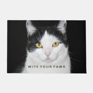 Schwarz-Weiß-Katzenporträt Fußmatte