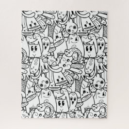 Schwarz-Weiß-Kawaii-Halloween-MonsterCollage