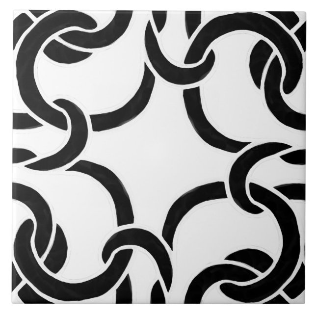 Schwarz-Weiß keltische Knoten Nahtlose Muster Tile Fliese (Vorderseite)