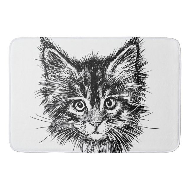 Schwarz-Weiß-Kitten Badematte (Vorderseite)