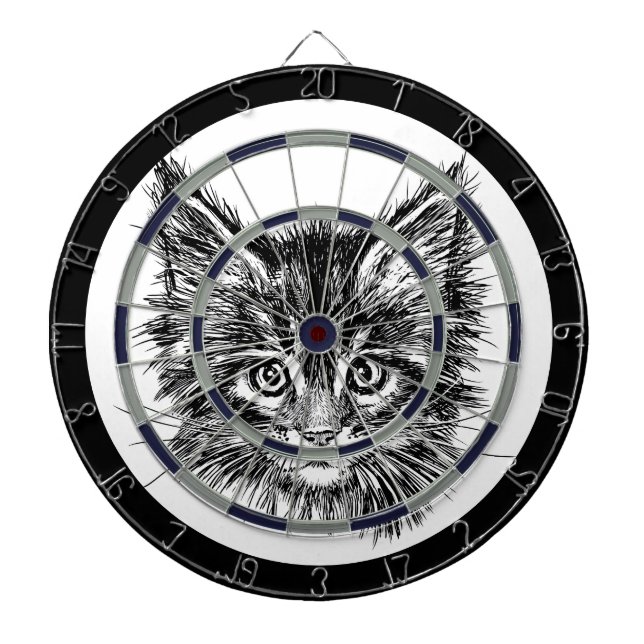 Schwarz-Weiß-Kitten Dartscheibe (vorne)
