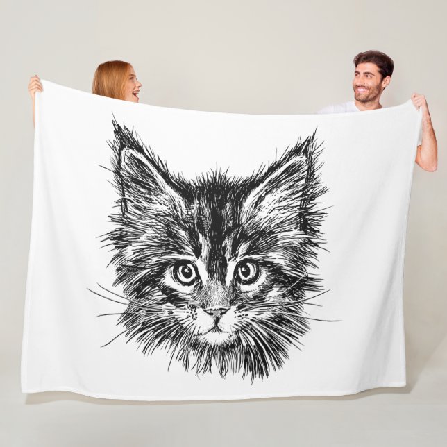 Schwarz-Weiß-Kitten Fleecedecke (Beispiel)