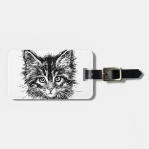 Schwarz-Weiß-Kitten Gepäckanhänger