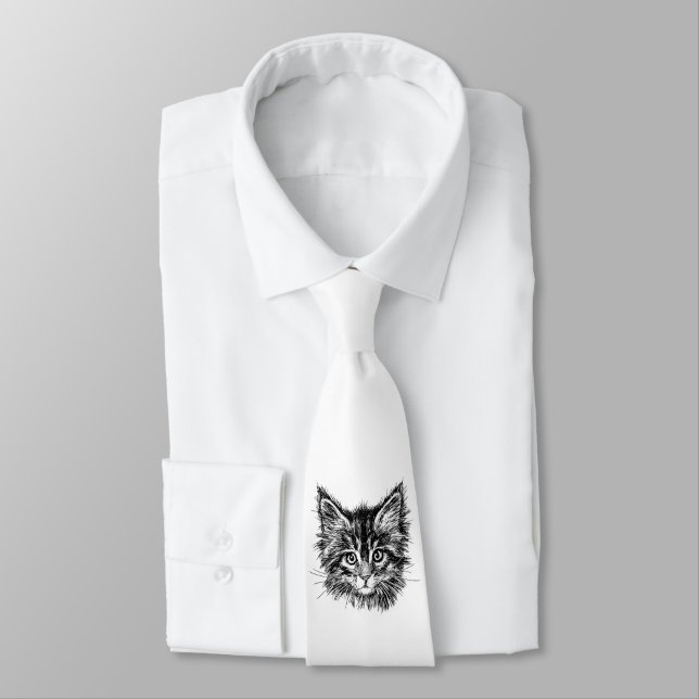 Schwarz-Weiß-Kitten Krawatte (Gebunden)