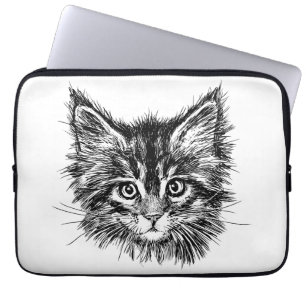 Schwarz-Weiß-Kitten Laptopschutzhülle