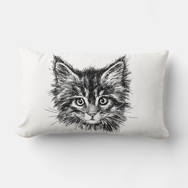 Schwarz-Weiß-Kitten Lendenkissen (Vorderseite)