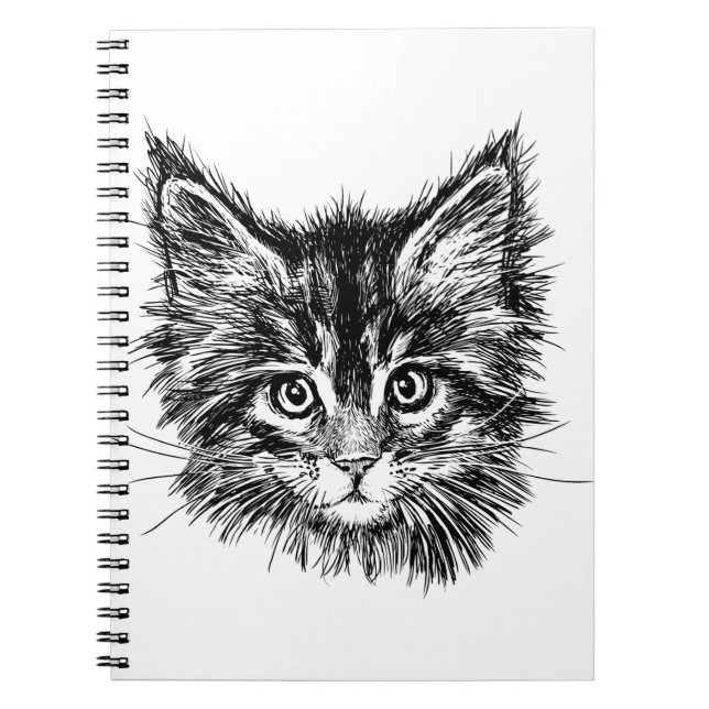 Schwarz-Weiß-Kitten Notizblock (Vorderseite)