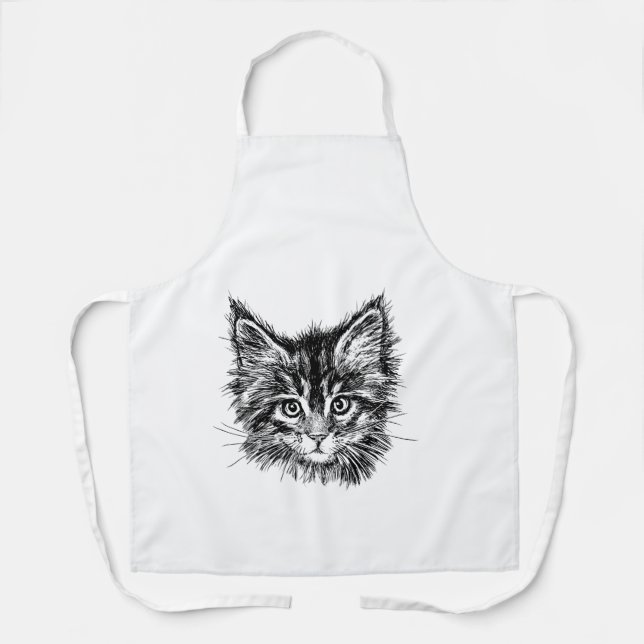 Schwarz-Weiß-Kitten Schürze (Vorderseite)
