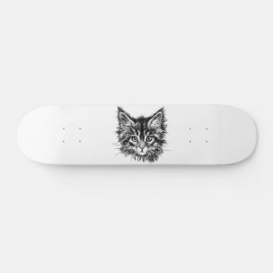 Schwarz-Weiß-Kitten Skateboard
