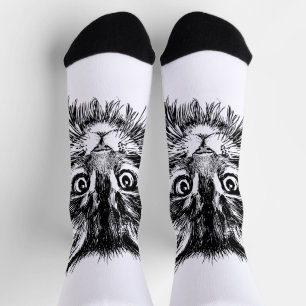 Schwarz-Weiß-Kitten Socken