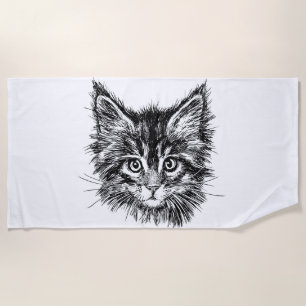 Schwarz-Weiß-Kitten Strandtuch
