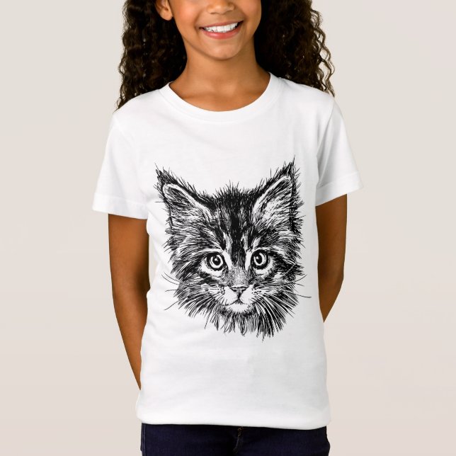 Schwarz-Weiß-Kitten T-Shirt (Vorderseite)