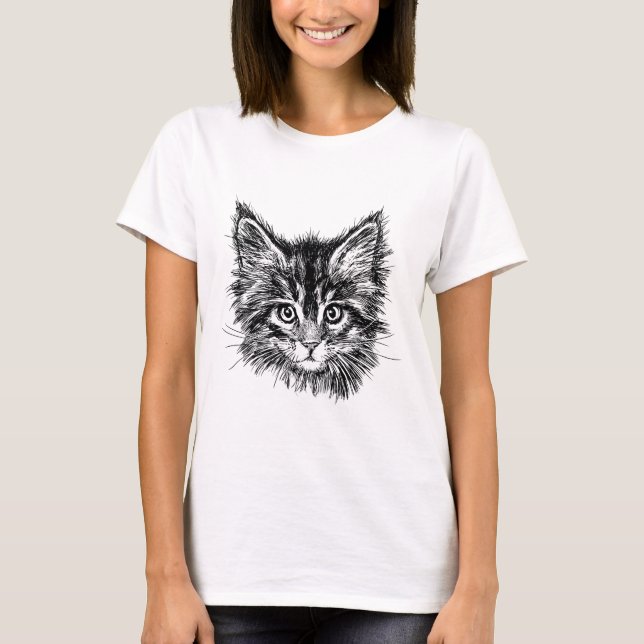 Schwarz-Weiß-Kitten T-Shirt (Vorderseite)