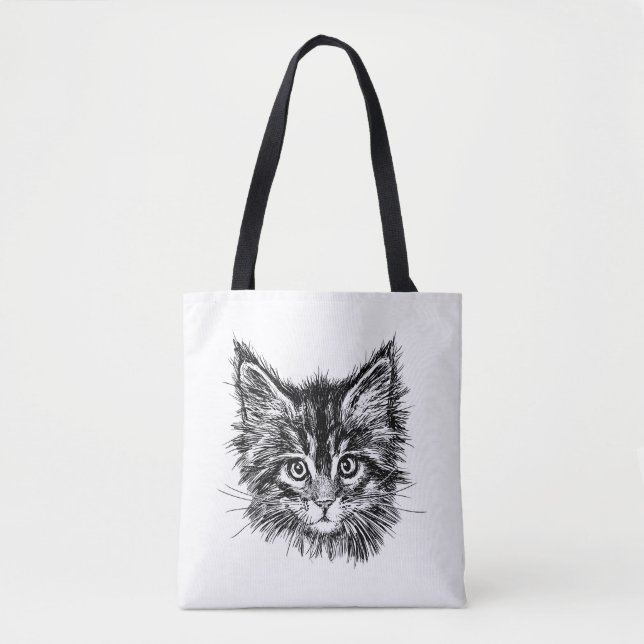 Schwarz-Weiß-Kitten Tasche (Vorderseite)