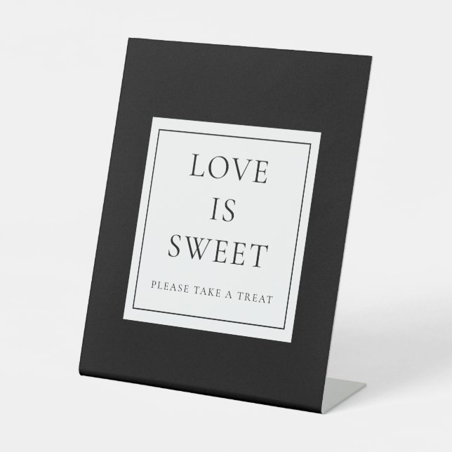 Schwarz-Weiß-Klassik Elegante Liebe ist süß Sockelschild (Vorderseite)