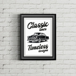 Schwarz-Weiß-Klassiker für Autos. Poster