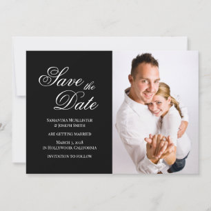 Schwarz-Weiß-Klassiker mit fancy Kalligrafie-Foto Save The Date