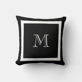 Schwarz-Weiß-Klassisches Monogramm-Drehkissen Kissen