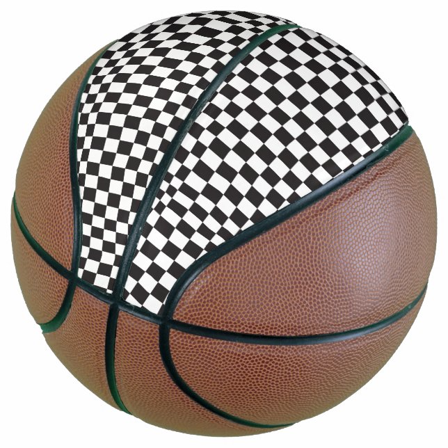Schwarz-Weiß-Klassisches Retro-Prüfmuster Basketball (angewinkelt)