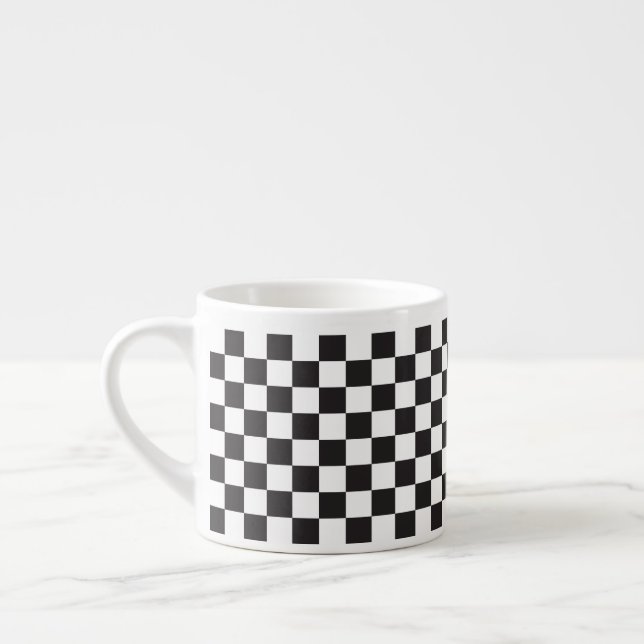 Schwarz-Weiß-Klassisches Retro-Prüfmuster Espressotasse (Links)