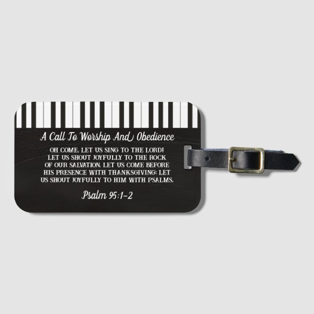 Schwarz-Weiß-Klavier druckt mit Bibelangebot Gepäckanhänger (Vorderseite (Horizontal))