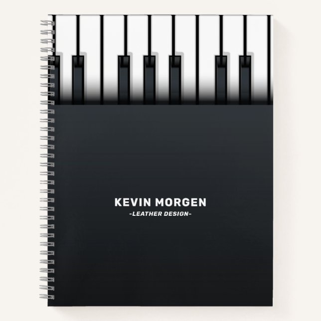 Schwarz-Weiß-Klavier Notizbuch (Vorderseite)