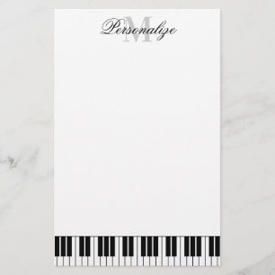 Schwarz-Weiß-Klaviertasten individuelle Name-Mono Briefpapier