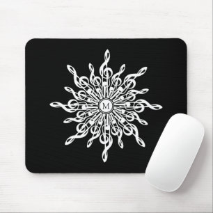 Schwarz-Weiß-Kleber Schneeflocken-Monogramm Mousepad