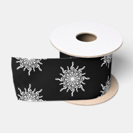 Schwarz-Weiß-Kleber-Schneeflockenmuster Satinband