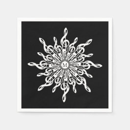 Schwarz-Weiß-Kleber-Snowflake-Monogramm Serviette
