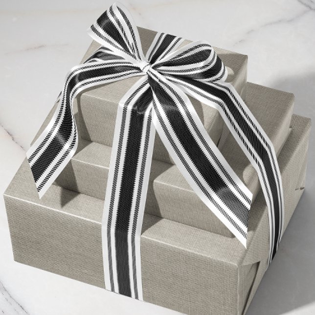 Schwarz-Weiß-Klebestreifen Ripsband (black and white rustic French country ticking tape stripe patterned ribbon)