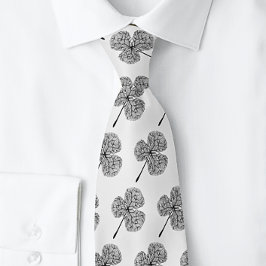 Schwarz-Weiß-Klee-Kleeblatt | Neck Tie Krawatte