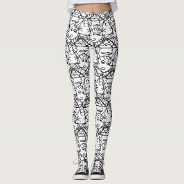 Schwarz-Weiß-Knarre-Angel-Muster Leggings